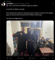 Lord Miles posing with a Taliban gunman (Image via X/@real_lord_miles)